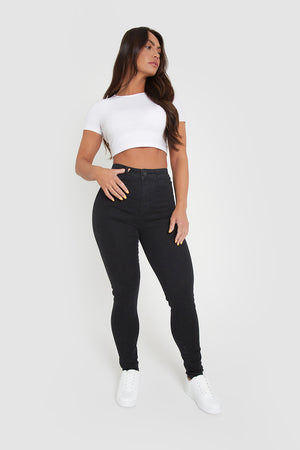 High Waisted Jeans in Black - TAILORED ATHLETE - ROW