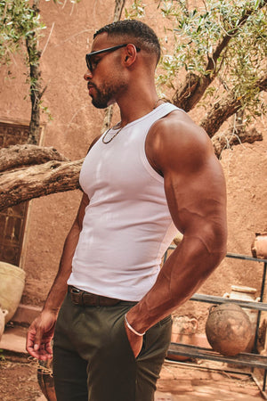 Muscle Fit Vest in White