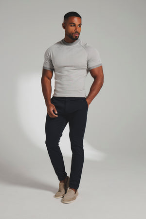 Muscle Fit Cotton Stretch Chino Trouser in Navy
