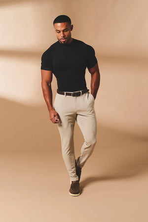 Fine Gauge Knitted T-Shirt in Black