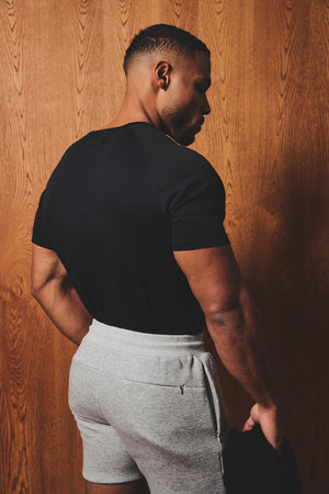 Mercerised Cotton T-Shirt in Black