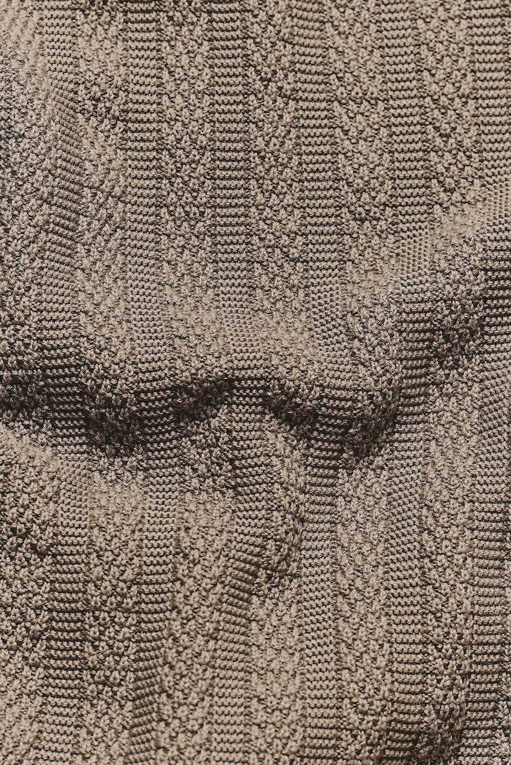 Vertical Stripe Knitted Open Collar Polo Shirt in Mole