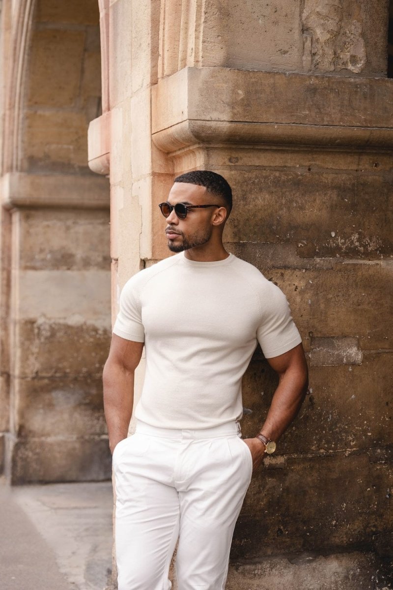 Fine Gauge Knitted T-Shirt in Linen - TAILORED ATHLETE - ROW