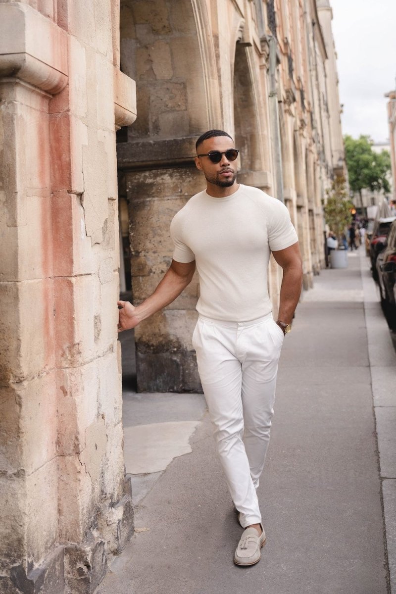 Fine Gauge Knitted T-Shirt in Linen - TAILORED ATHLETE - ROW