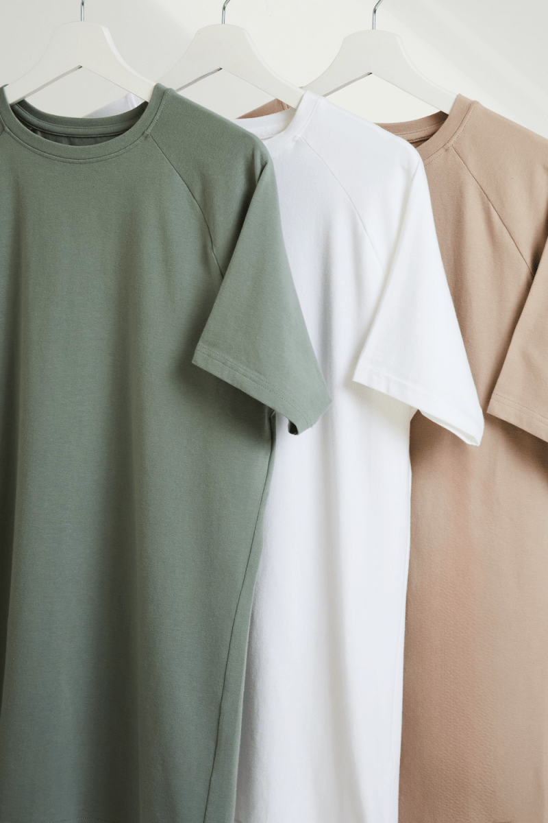 3 Pack Muscle Fit Crew Neck T-Shirt in Sage/ White/ Sand - TAILORED ATHLETE - ROW