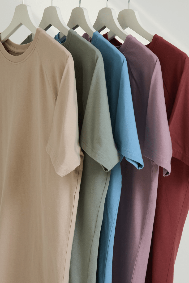 5 Pack Muscle Fit Crew Neck T-Shirt in Faded Terracotta/ Dusty Lilac/ Blue/ Sage/ Sand - TAILORED ATHLETE - ROW