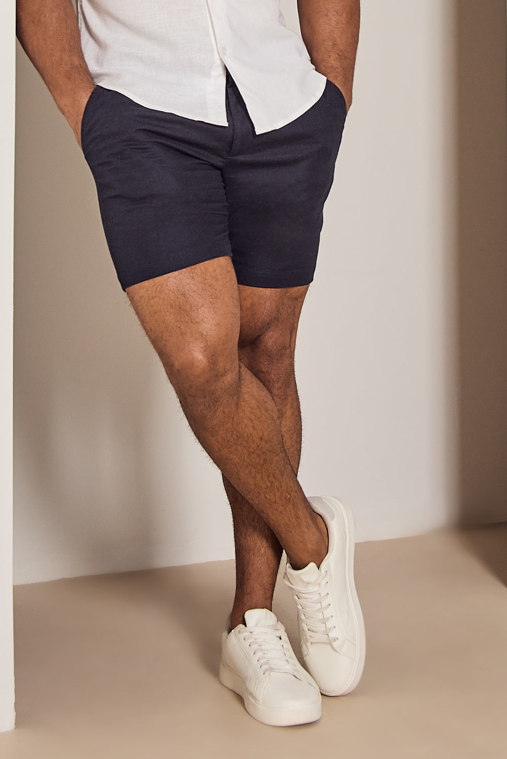 Linen Blend Shorts in Navy - TAILORED ATHLETE - ROW