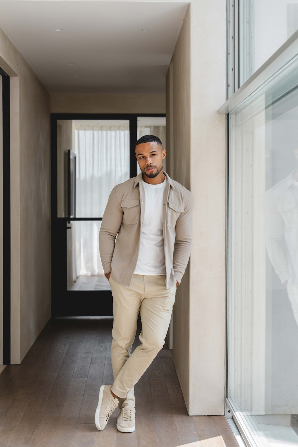 Soft Brushed Overshirt in Stone