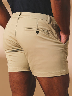 Muscle Fit Chino Shorts - Shorter Length in Stone