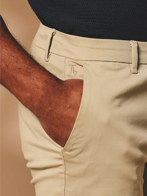 Muscle Fit Chino Shorts - Shorter Length in Stone
