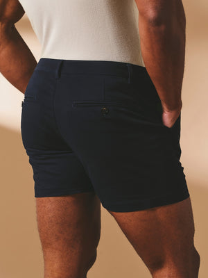 Muscle Fit Chino Shorts - Shorter Length in Navy