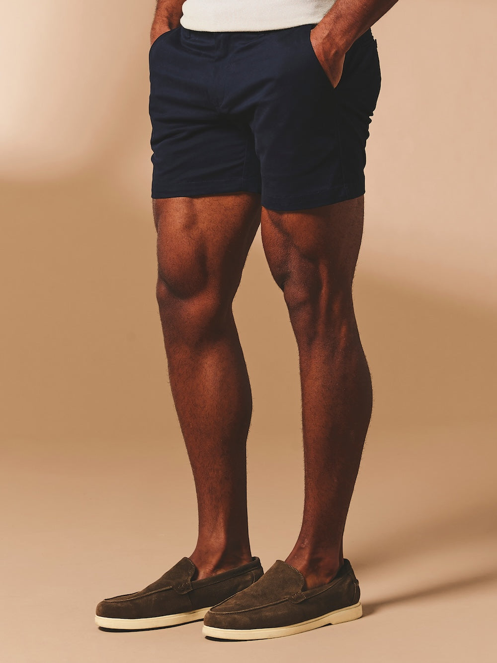 Muscle Fit Chino Shorts - Shorter Length in Navy
