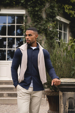 Textured Jersey Shirt in Navy