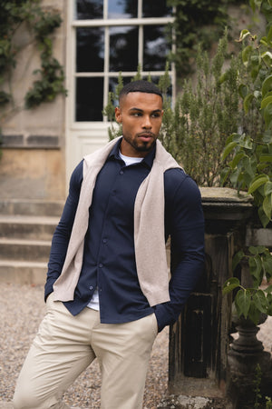 Textured Jersey Shirt in Navy
