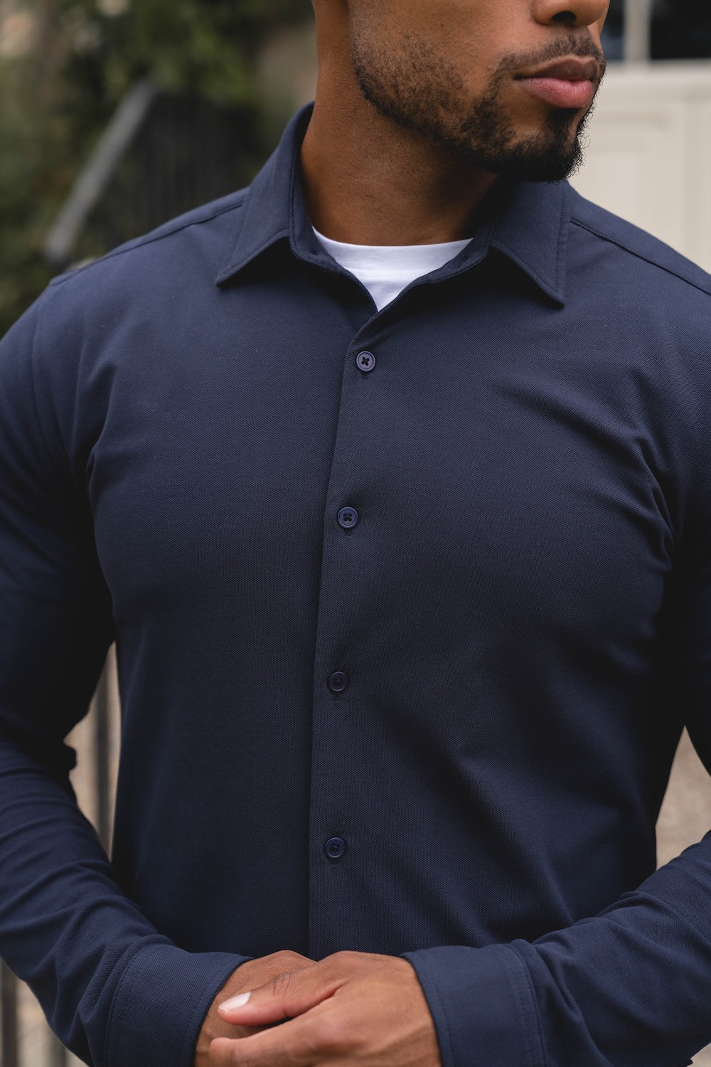 Textured Jersey Shirt in Navy