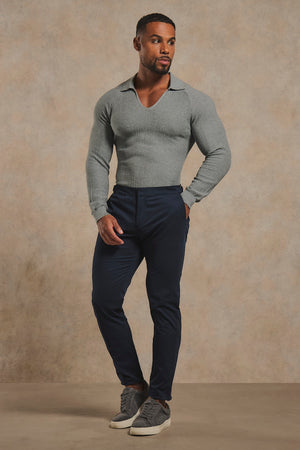 Smart Chino Side Adjuster Trousers in Navy