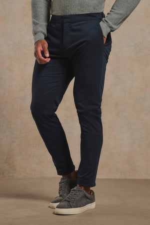 Smart Chino Side Adjuster Trousers in Navy