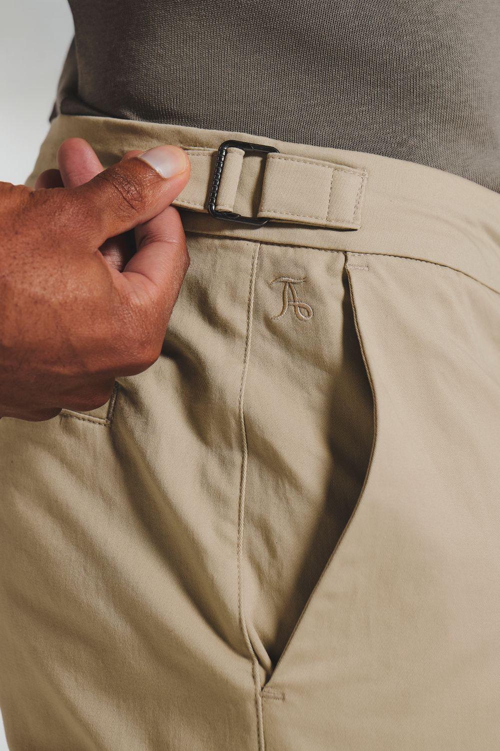 Smart Chino Side Adjuster Trousers in Stone