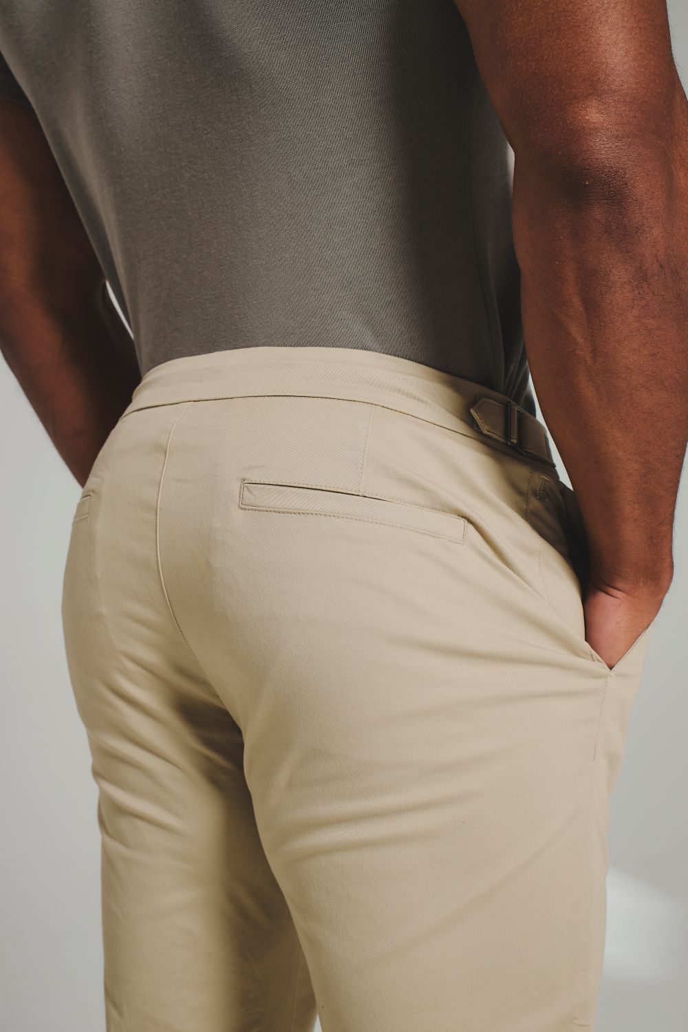 Smart Chino Side Adjuster Trousers in Stone