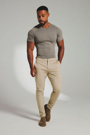 Smart Chino Side Adjuster Trousers in Stone