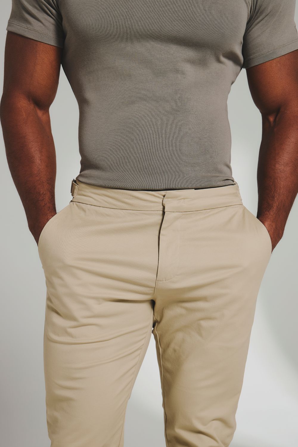 Smart Chino Side Adjuster Trousers in Stone