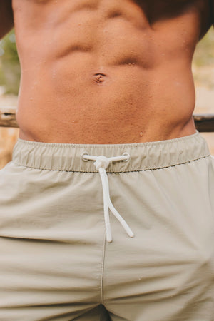 Quick Dry Piped Swim Shorts in Sage