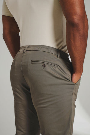 Muscle Fit Cotton Stretch Chino Trouser in Khaki