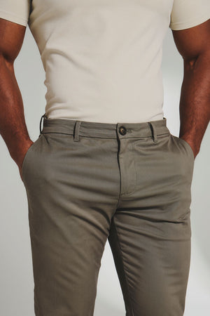 Muscle Fit Cotton Stretch Chino Trouser in Khaki