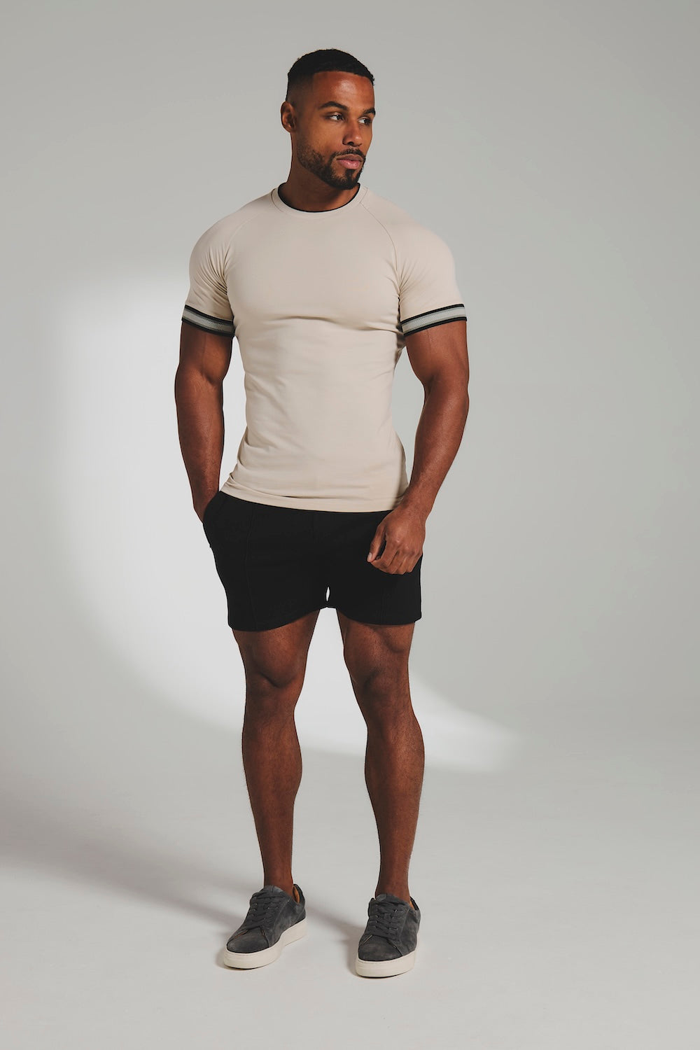 Tipped Fashion Fit T-Shirt in Stone and Mushroom