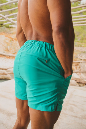Quick Dry Plain Swim Short in Aqua