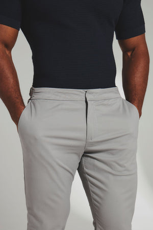 Smart Chino Side Adjuster Trousers in Pale Grey