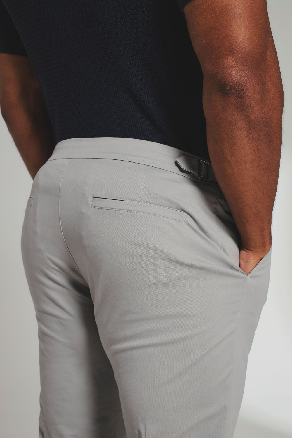 Smart Chino Side Adjuster Trousers in Pale Grey