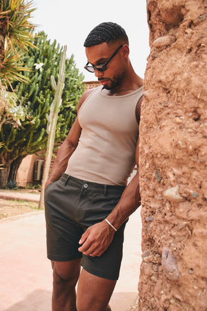 Muscle Fit Chino Shorts in Dark Khaki