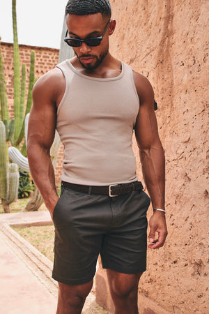 Muscle Fit Chino Shorts in Dark Khaki