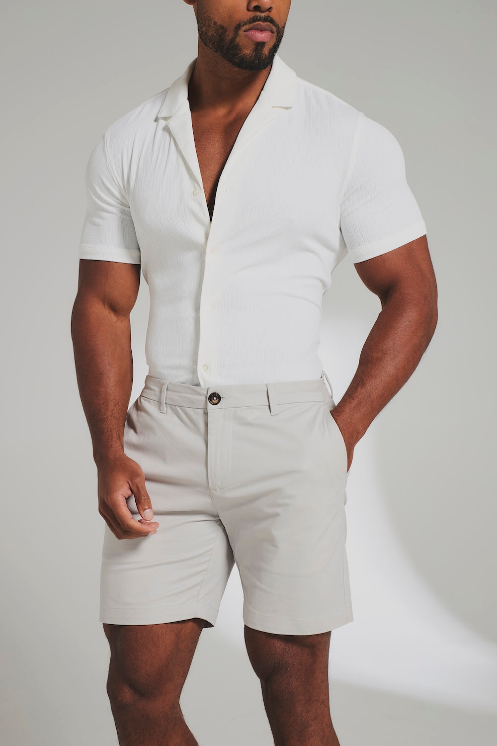Muscle Fit Chino Shorts in Dove Grey