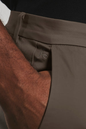 Muscle Fit Cotton Stretch Chino Trousers in Dark Taupe