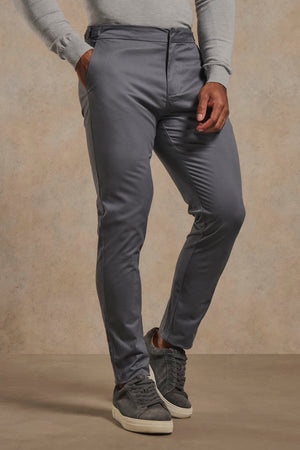 Smart Chino Side Adjuster Trousers in Dark Grey