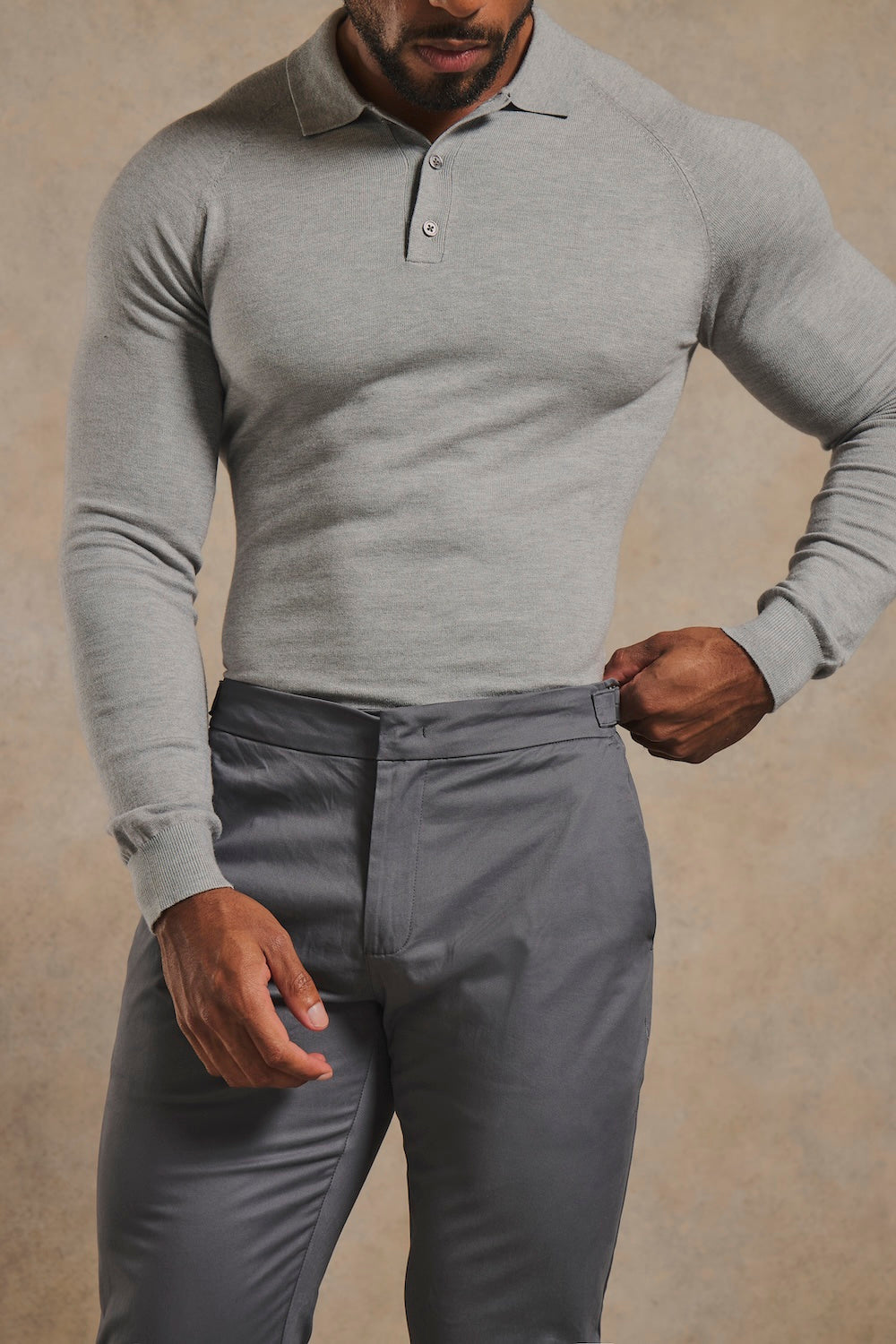 Smart Chino Side Adjuster Trousers in Dark Grey