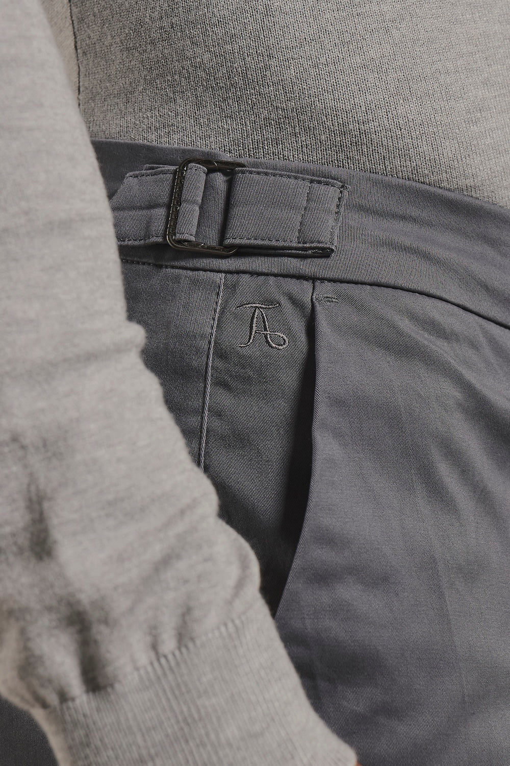Smart Chino Side Adjuster Trousers in Dark Grey