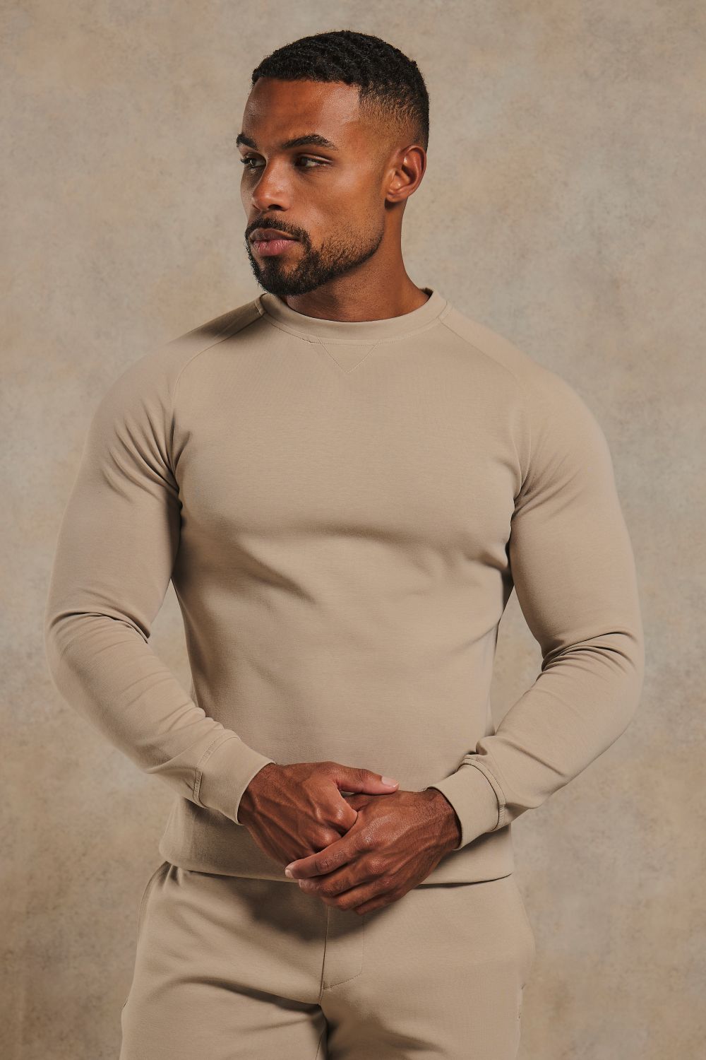 Interlock Crew Neck Sweat in Stone