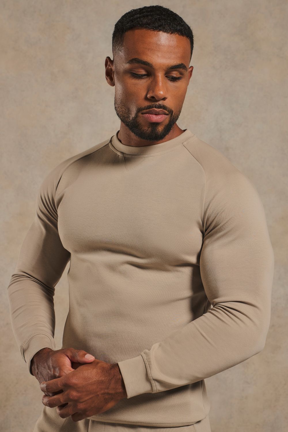 Interlock Crew Neck Sweat in Stone