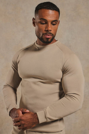 Interlock Crew Neck Sweat in Stone