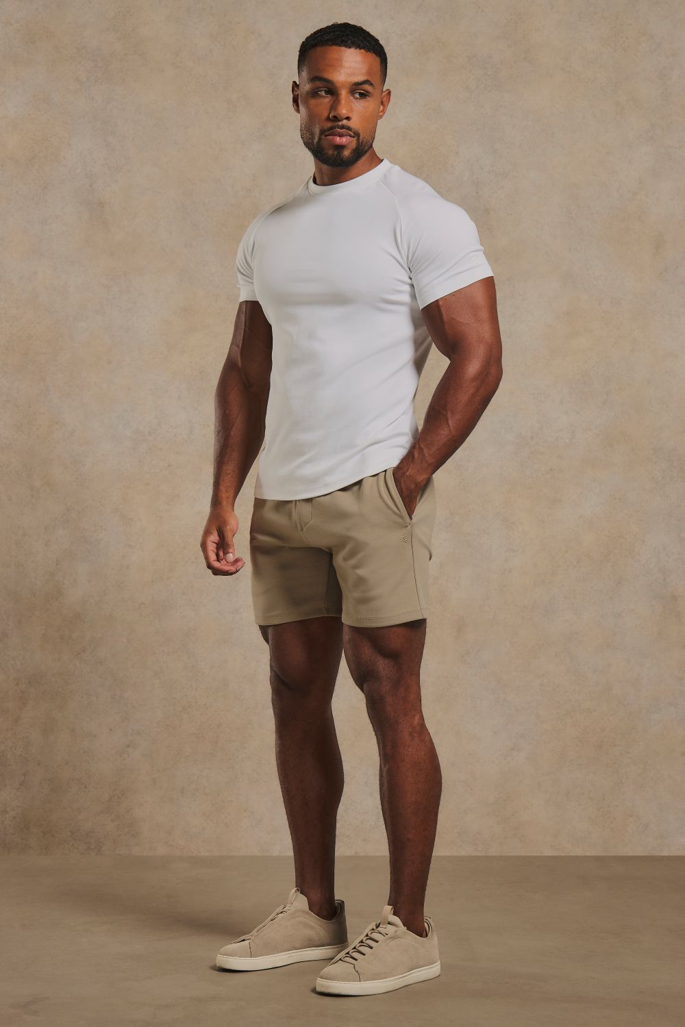 Interlock Sweat Shorts in Stone