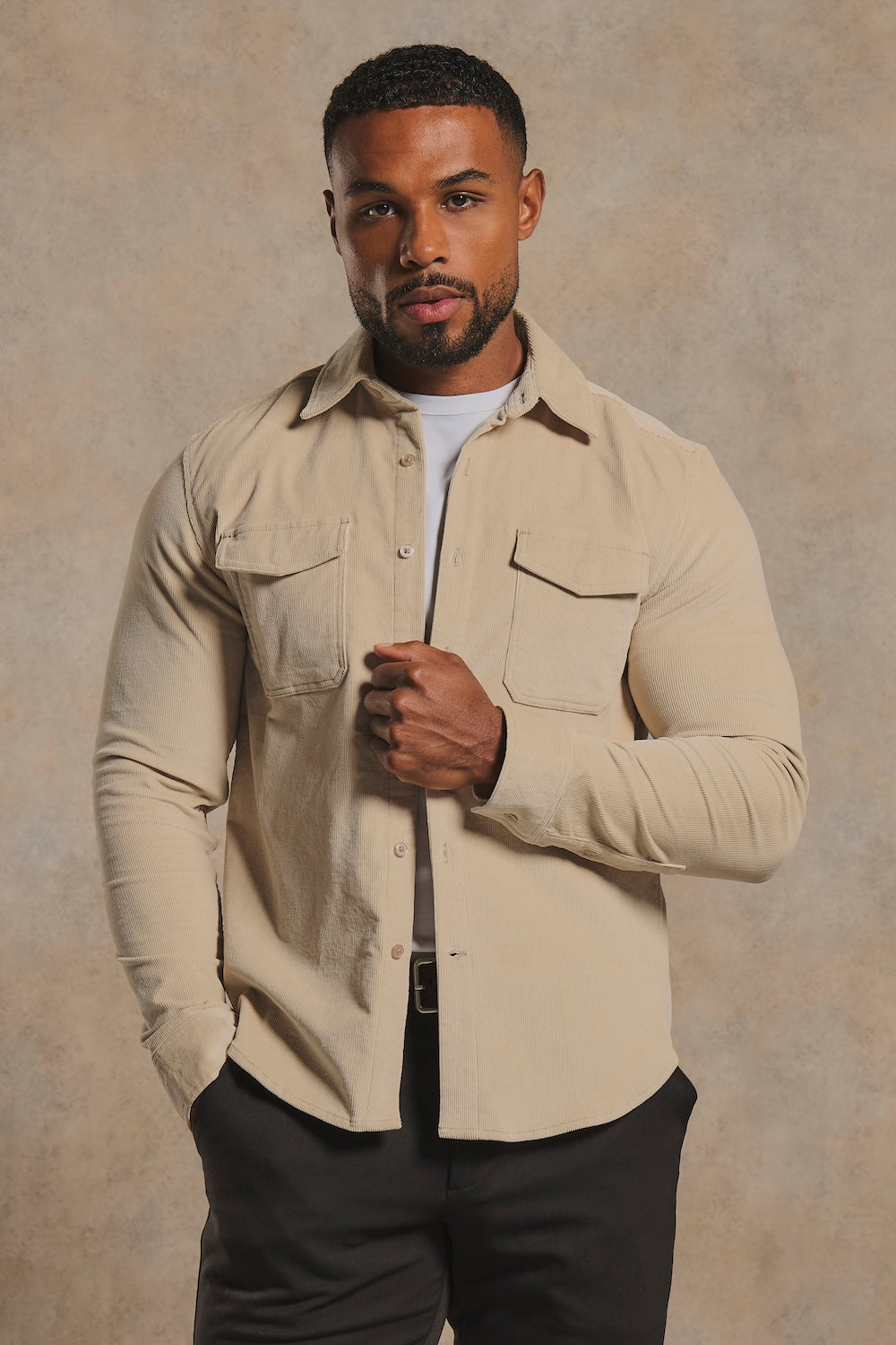 Cord Overshirt in Ecru