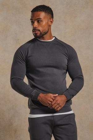 Interlock Crew Neck Sweat in Graphite
