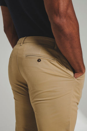 Muscle Fit Cotton Stretch Chino Trouser in Dark Stone