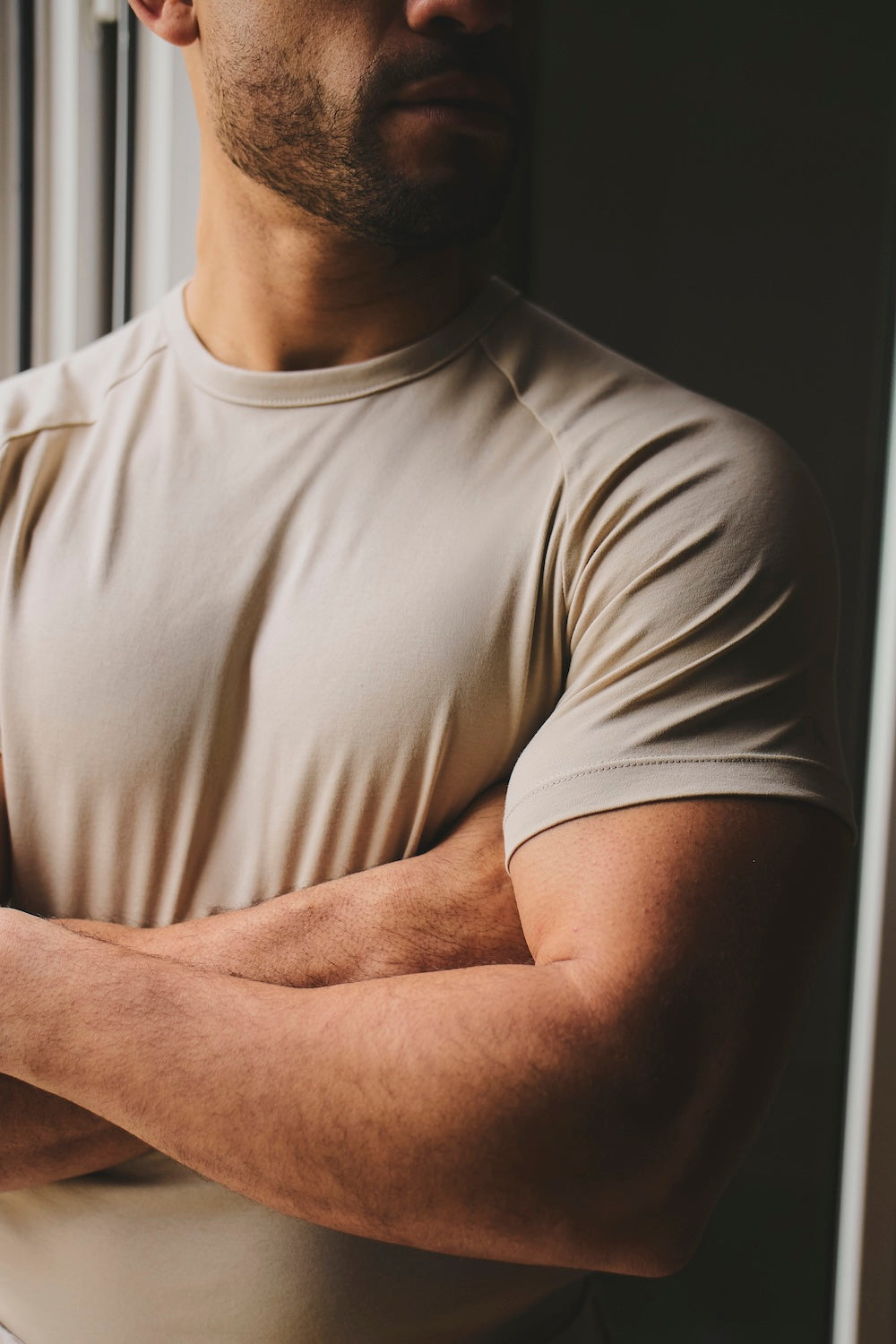 Mercerised Cotton T-Shirt in Stone