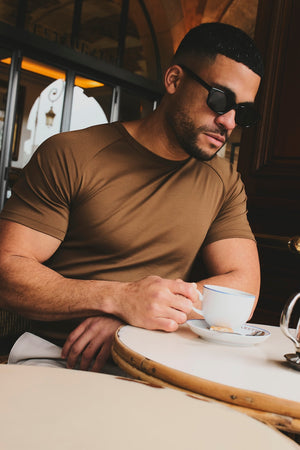 Mercerised Cotton T-Shirt in Chestnut