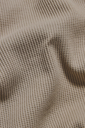 Textured Buttonless Polo Shirt in Stone