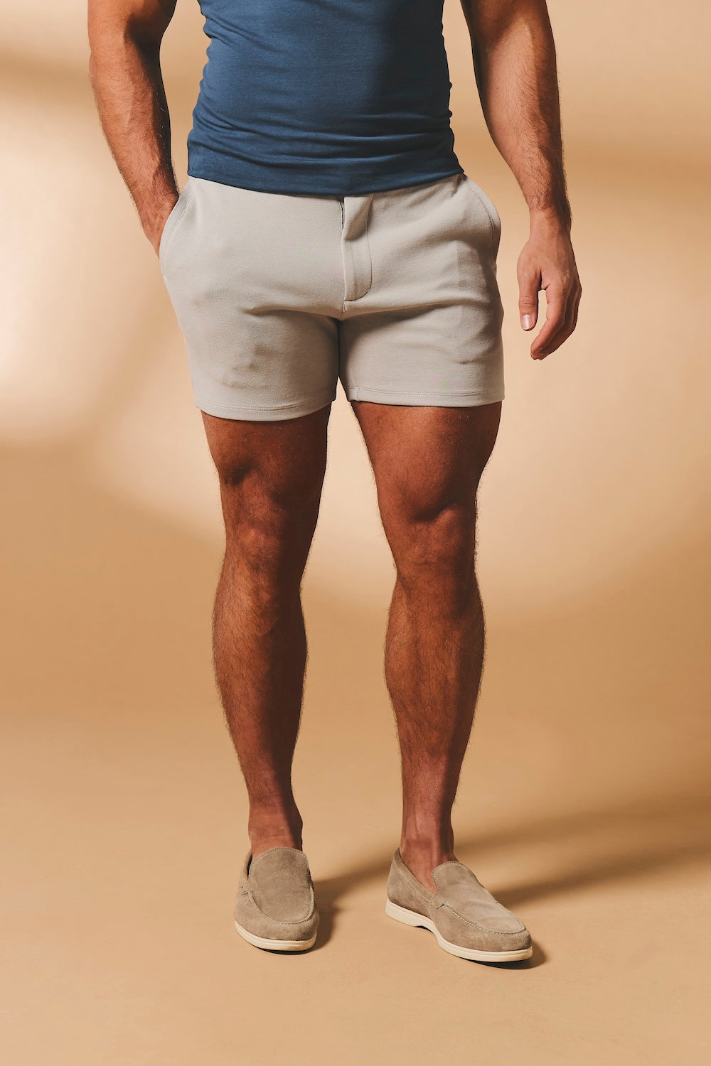 Textured Jersey Shorts in Dove Grey